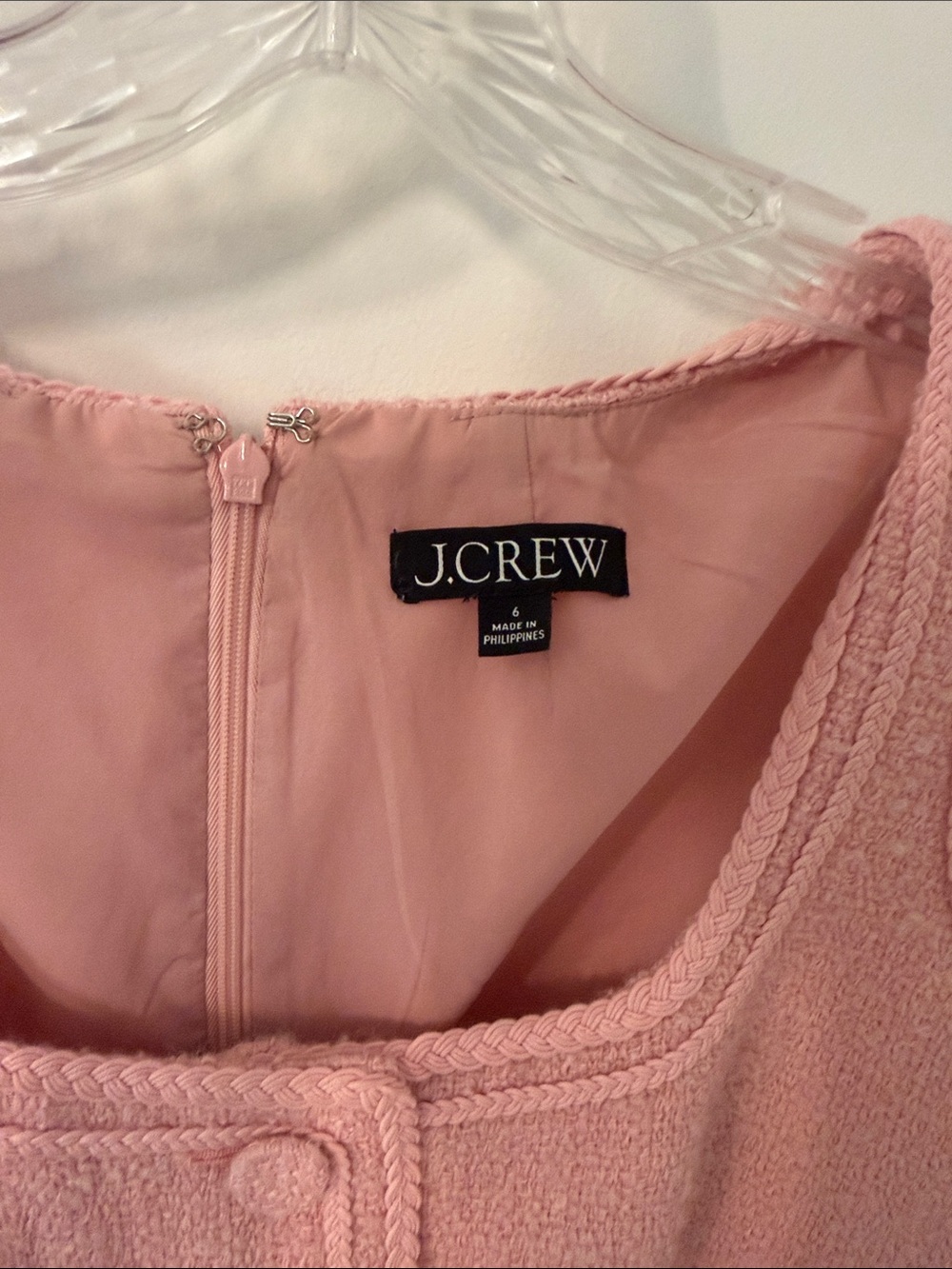 J. Crew Pink Bouclé Tweed Button-Front Tank Dress - Picture 2 of 3